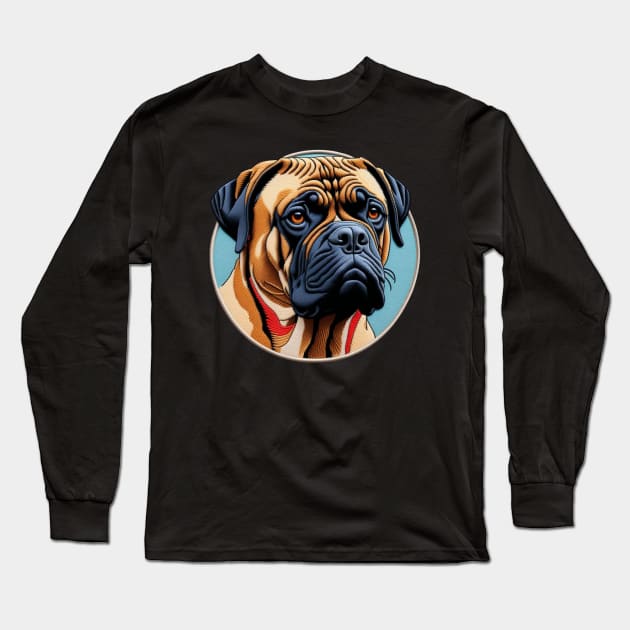 Bullmastiff Embroidered Patch Long Sleeve T-Shirt by Xie
